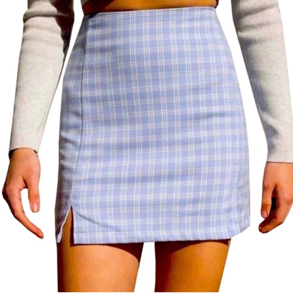 Brandy Melville Cara Blue and White Mini Skirt